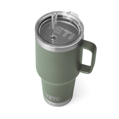 A YETI Rambler 35 oz Straw Mug in color: Camp Green.