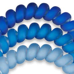 A pack of 3 blue colored hair ties, from TELETIES.