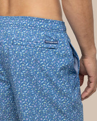 The detailed view of the Southern Tide Dazed and Transfused Swim Trunk by Southern Tide - Coronet Blue