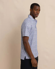 The side view of the Southern Tide Driver Dazed and Transfused Printed Polo by Southern Tide - Classic White