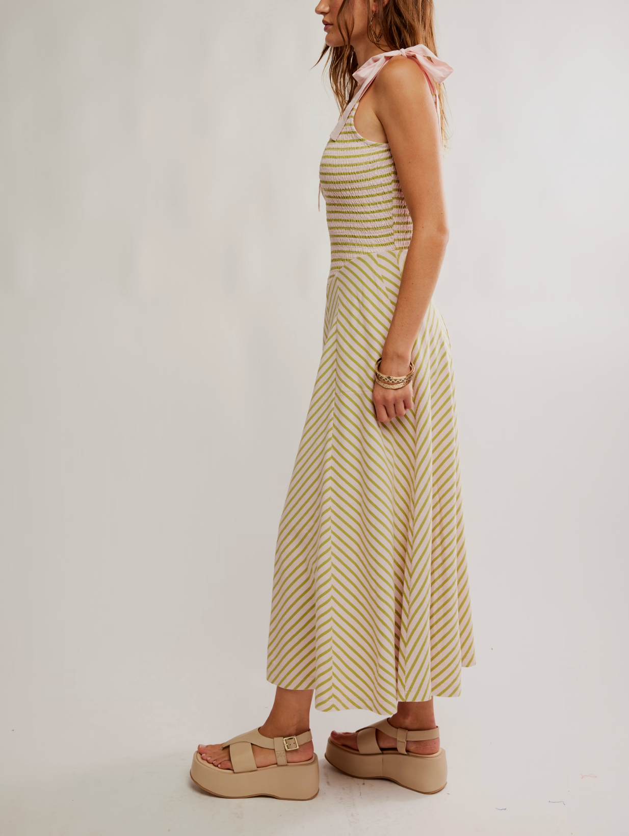 Free People Cecelia Midi Dress Palma Combo / Large