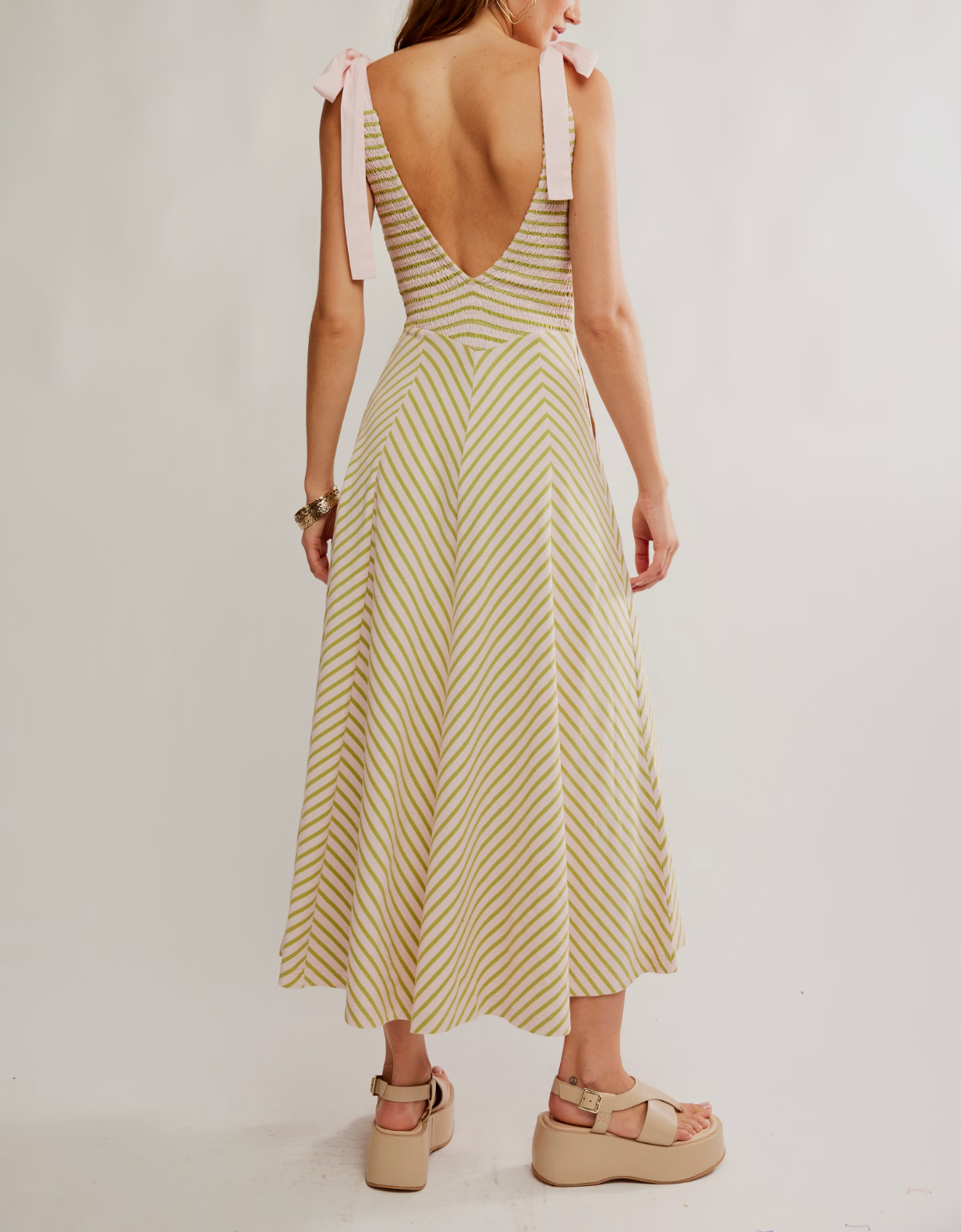 Free People Cecelia Midi Dress Palma Combo / Large