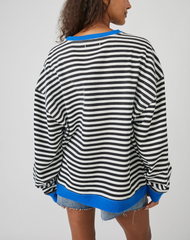 Free People Classic Striped Crew | Black Combo