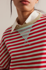 Free People Classic Striped Oversized Crew | Cherry Combo