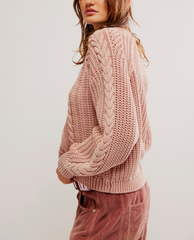 Free People Frankie Cable Sweater | Misty Rose