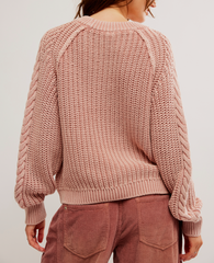 Free People Frankie Cable Sweater | Misty Rose