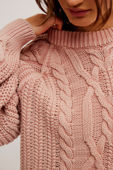 Free People Frankie Cable Sweater | Misty Rose