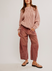 Free People Frankie Cable Sweater | Misty Rose