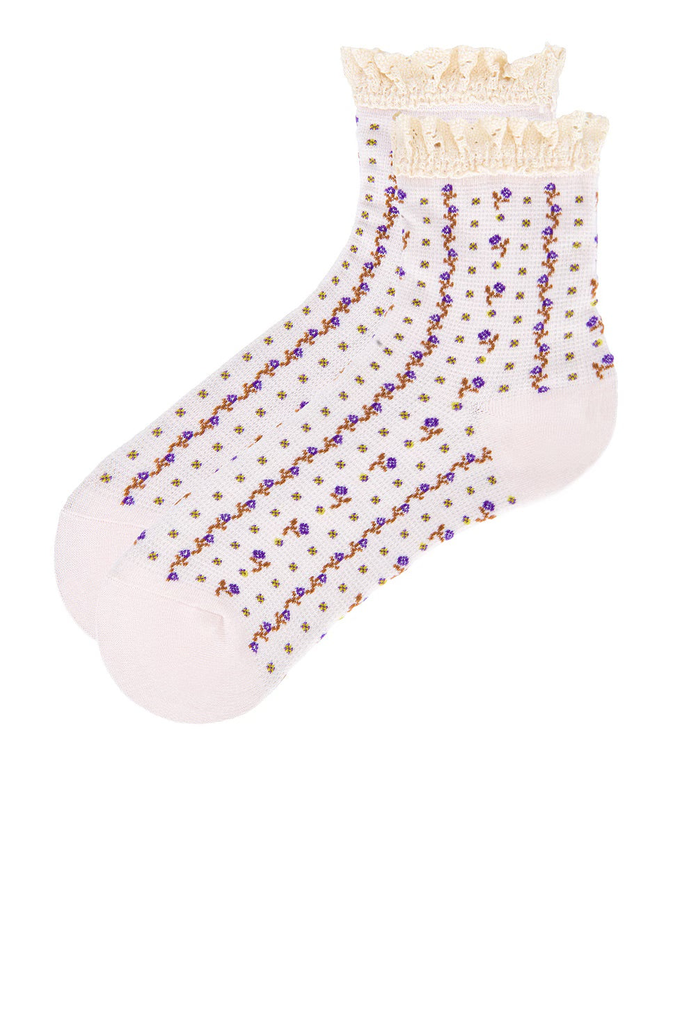 Rosebud Waffle Knit Ankle Sock