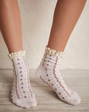 Rosebud Waffle Knit Ankle Sock