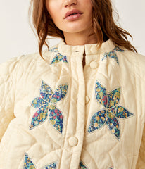 Free People Quinn Quilted Jacket Prin | Teal Combo