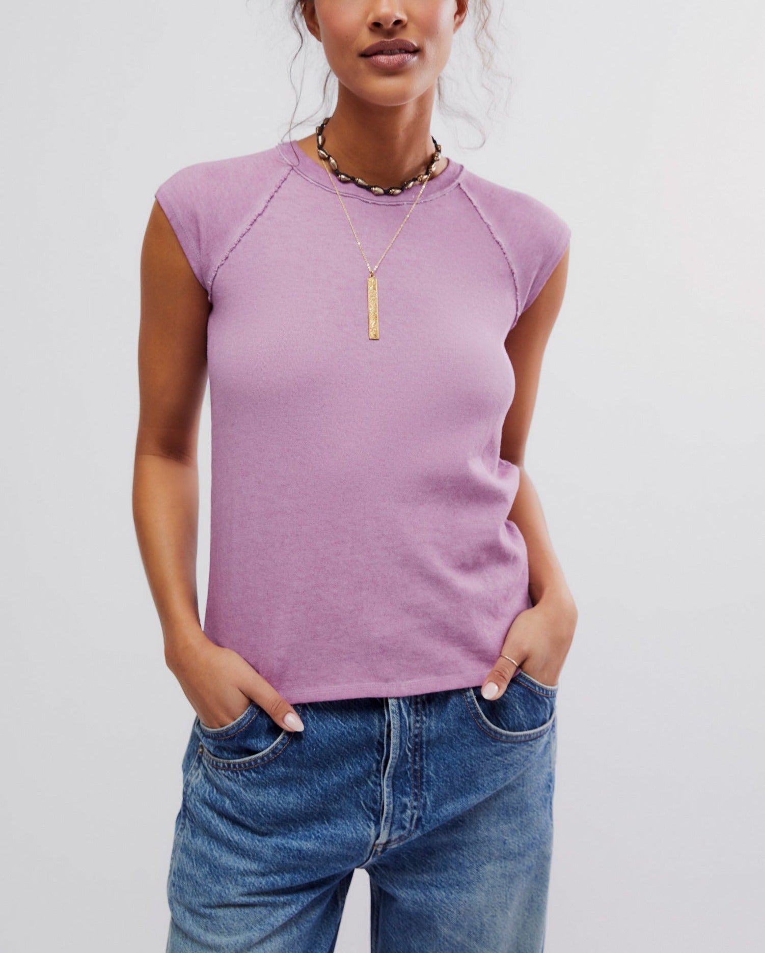 Free People Riley Tee | Mauve Mousse