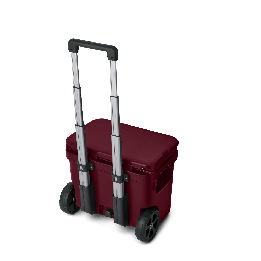 YETI Roadie 32 Wheeled Cooler in Wild Vine Red.