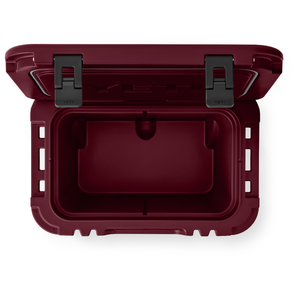YETI Roadie 32 Wheeled Cooler in Wild Vine Red.
