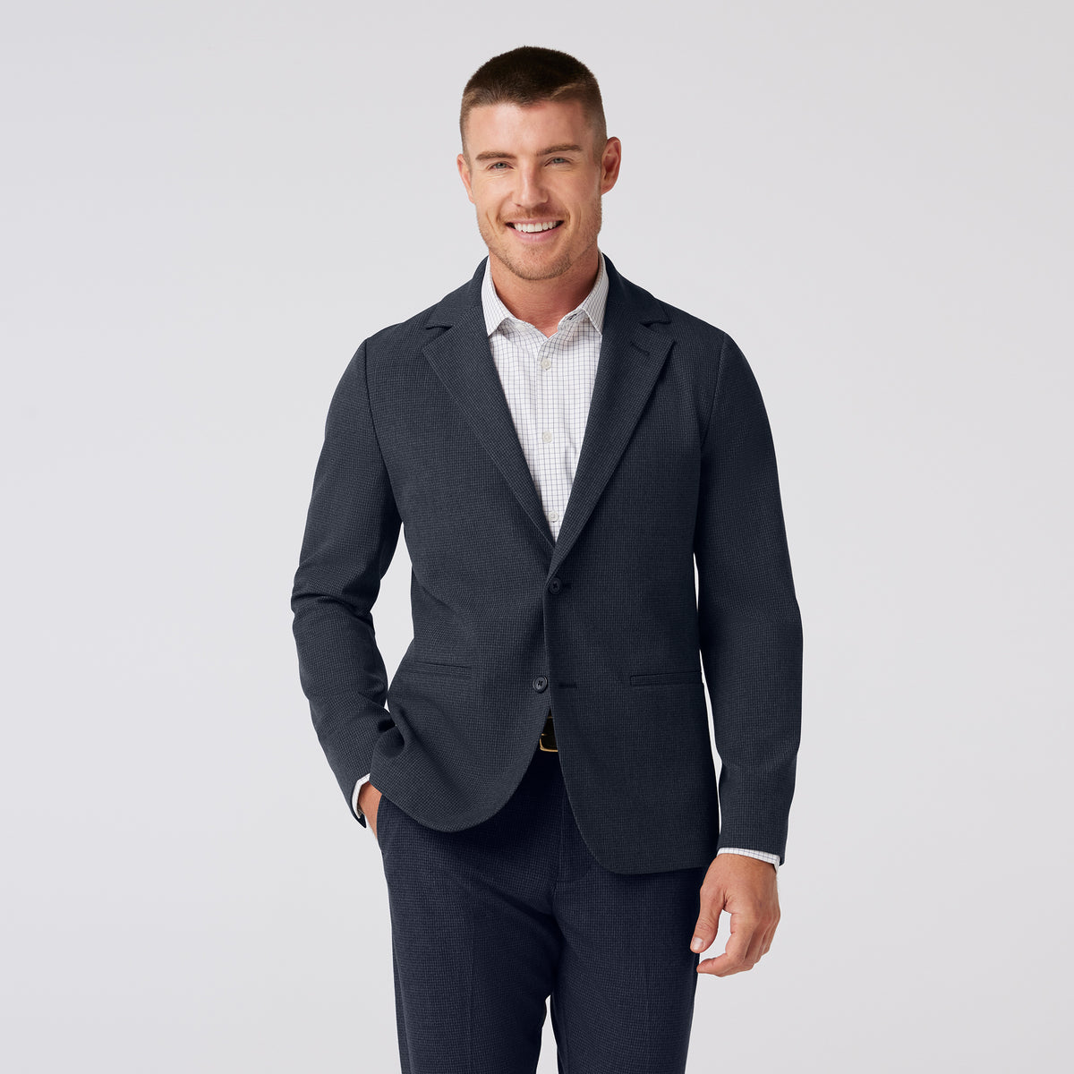 Mizzen + Main Watson Flannel Suit Jacket | Navy Gun Check