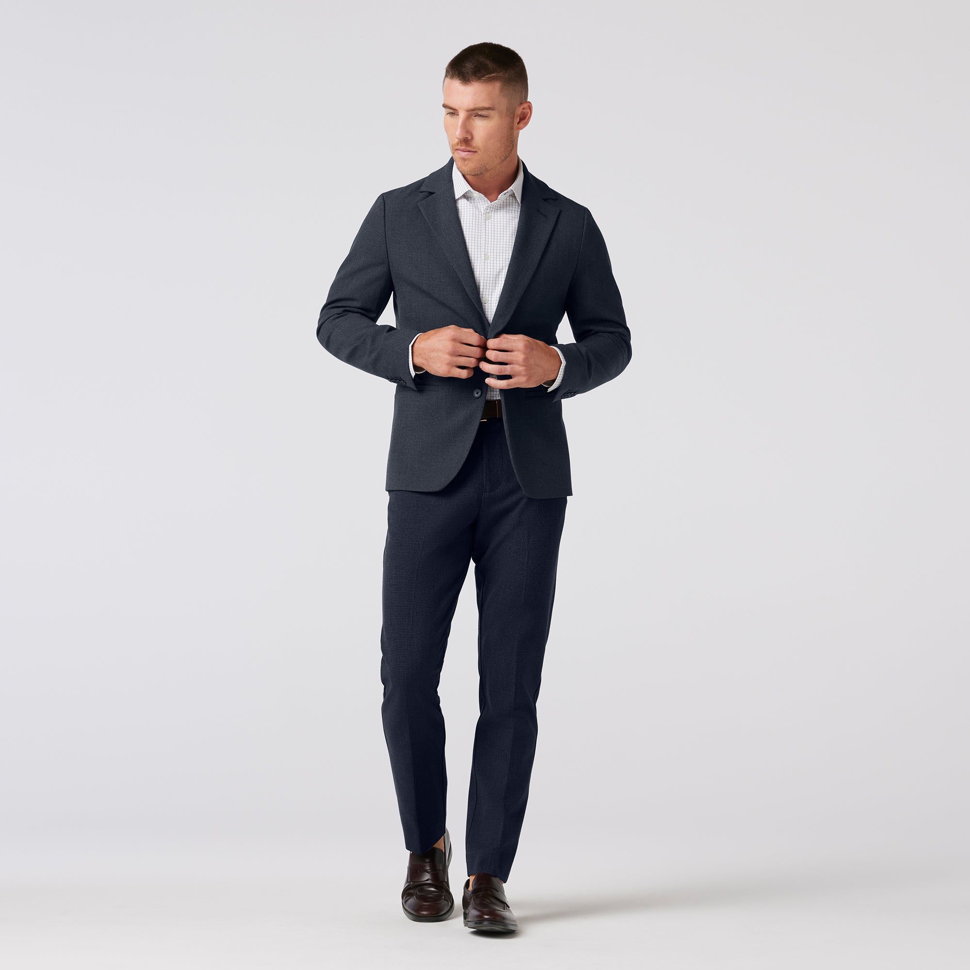 Mizzen + Main Watson Flannel Suit Jacket | Navy Gun Check