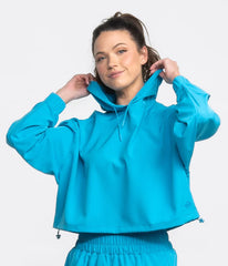 Hybrid Cropped Hoodie - Blue Fin (Blue) - Southern Shirt.