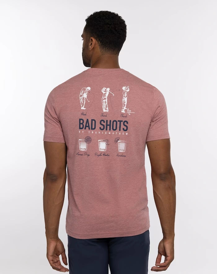 Travis Mathew Bad Shots, shot glass men's t-shirt.