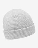 Grey waffle beanie with a brown TravisMathew logo.