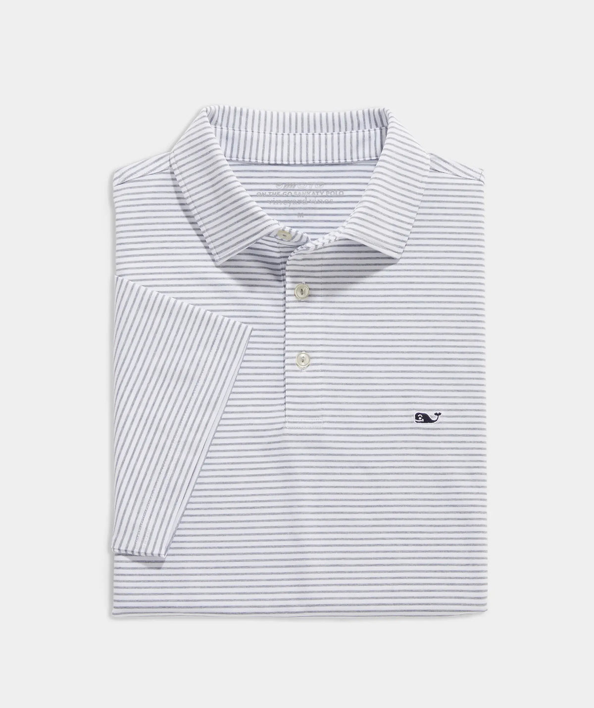 Vineyard Vines Bradley Stripe Sankaty Polo, folded front view.