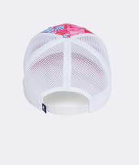 Vineyard Vines Kentucky Derby Whale Dot Trucker Hat, back view.