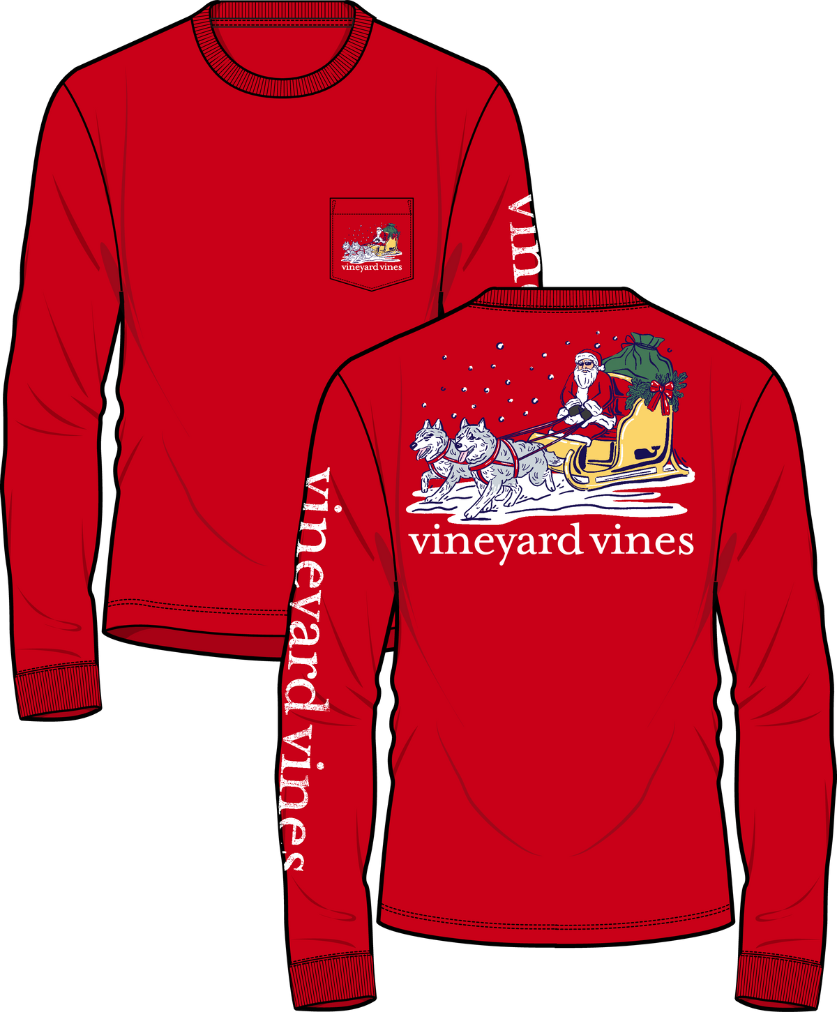 Dog Flying Presents Long Sleeve Tee