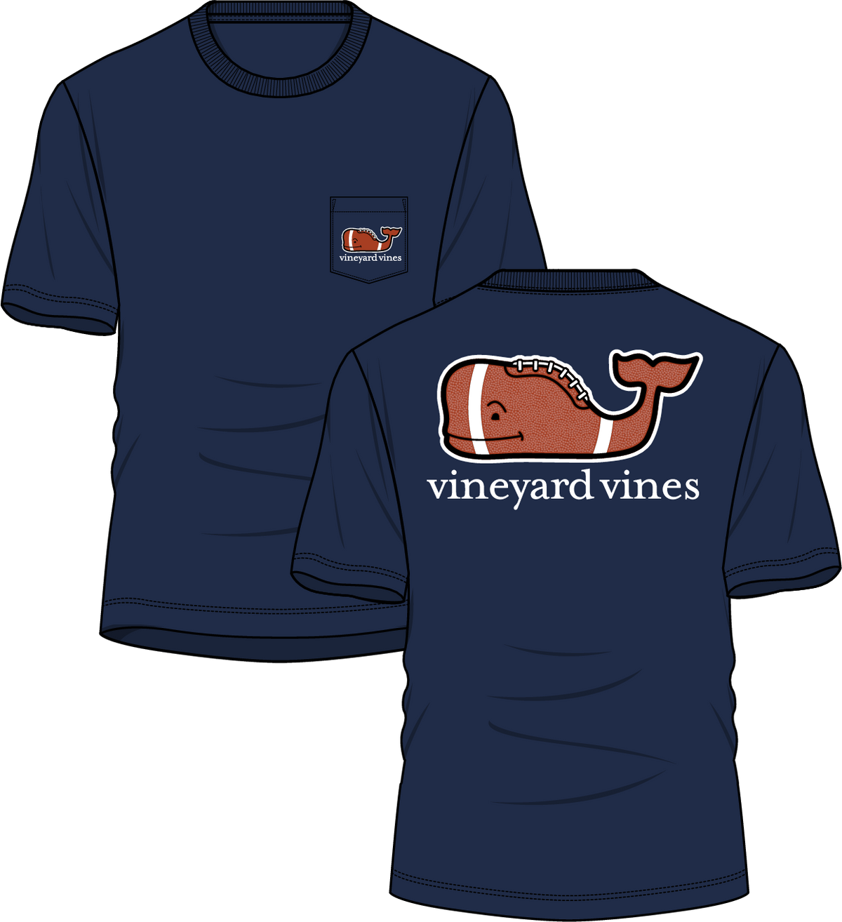 Vineyard Vines Football Whale Short Sleeve Pocket Tee | Nautical Navy