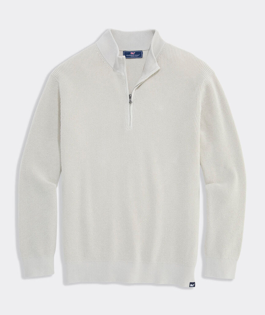 Garment Dye Beach Waffle Quarter Zip Sweater