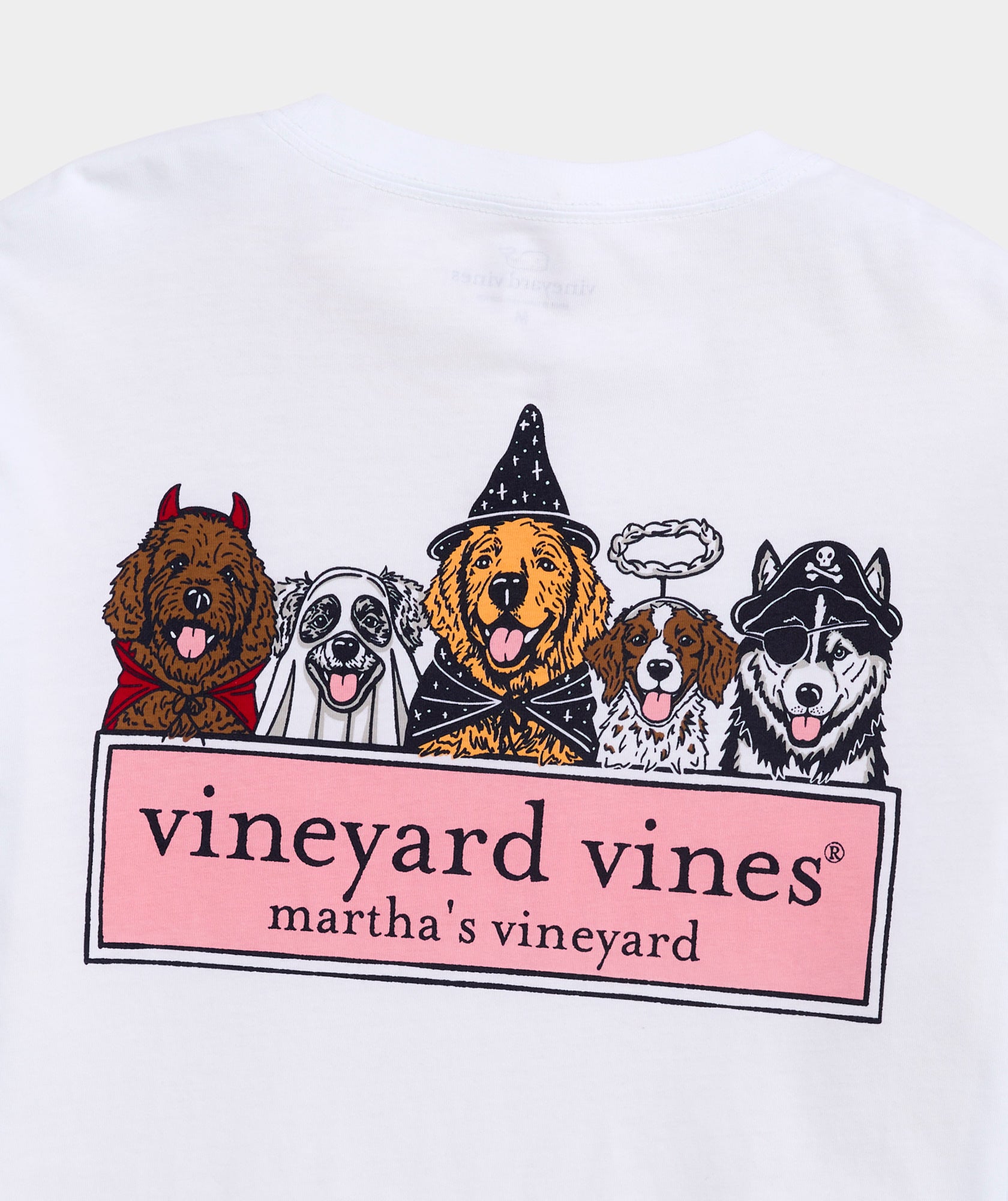 Vineyard Vines Halloween Pups Logo Box Long Sleeve Tee | White Cap