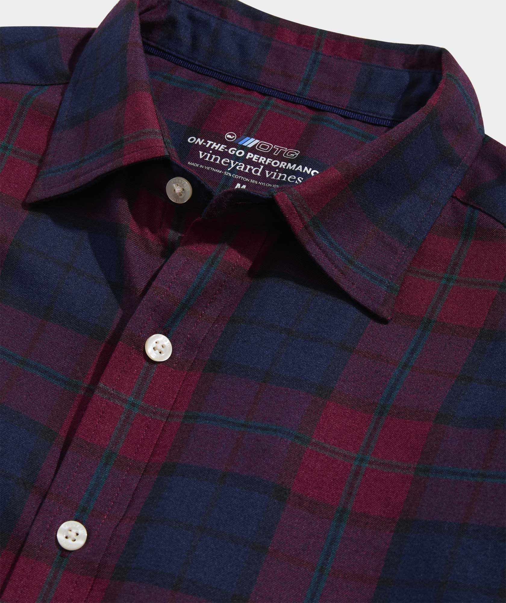 Vineyard Vines On-The-Go Brushed Twill Shirt | Crimson Plaid