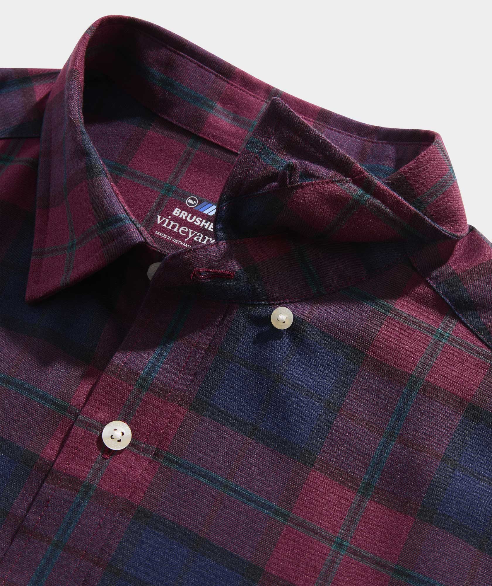 Vineyard Vines On-The-Go Brushed Twill Shirt | Crimson Plaid