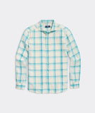 Vineyard Vines Plaid Linen Tisbury Shirt | Turquoise Fin Plaid