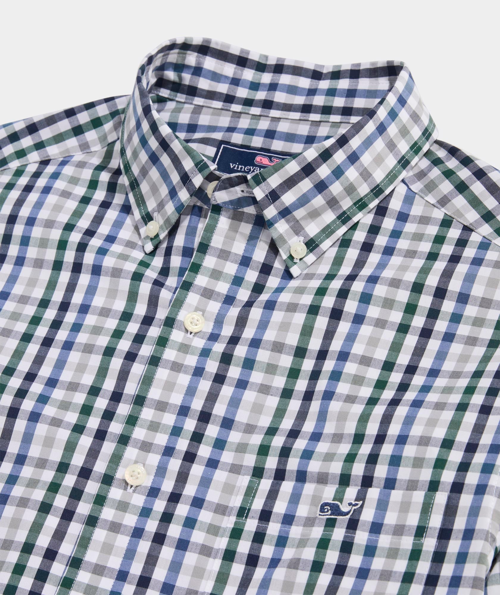 Vineyard Vines Tattersall Poplin Shirt | Charleston Green Plaid