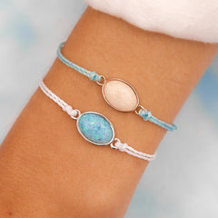 Opal Charm Silver Bracelet White