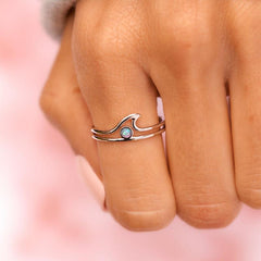 Opal Wave Ring Silver Size 8