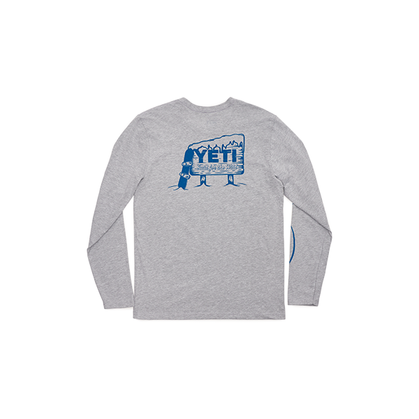 Yeti men's grey logo long sleeve tee