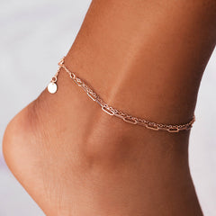 Double Chain Anklet Rose Gold Model