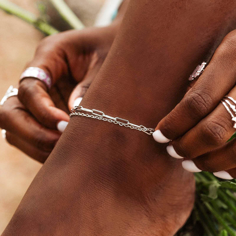 Double Chain Anklet Silver Model