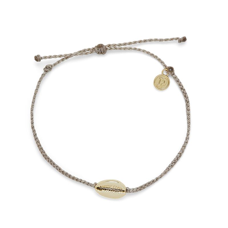 Cowrie Cord Gold Light Grey Anklet 