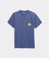 A full front view of the Men's Lazy River Turtle Short Sleeve Pocket Tee.