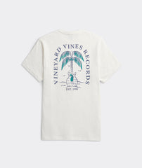 A full back view, of a Vineyard Vines Men's Guitar Palm Short Sleeve Pocket Tee.