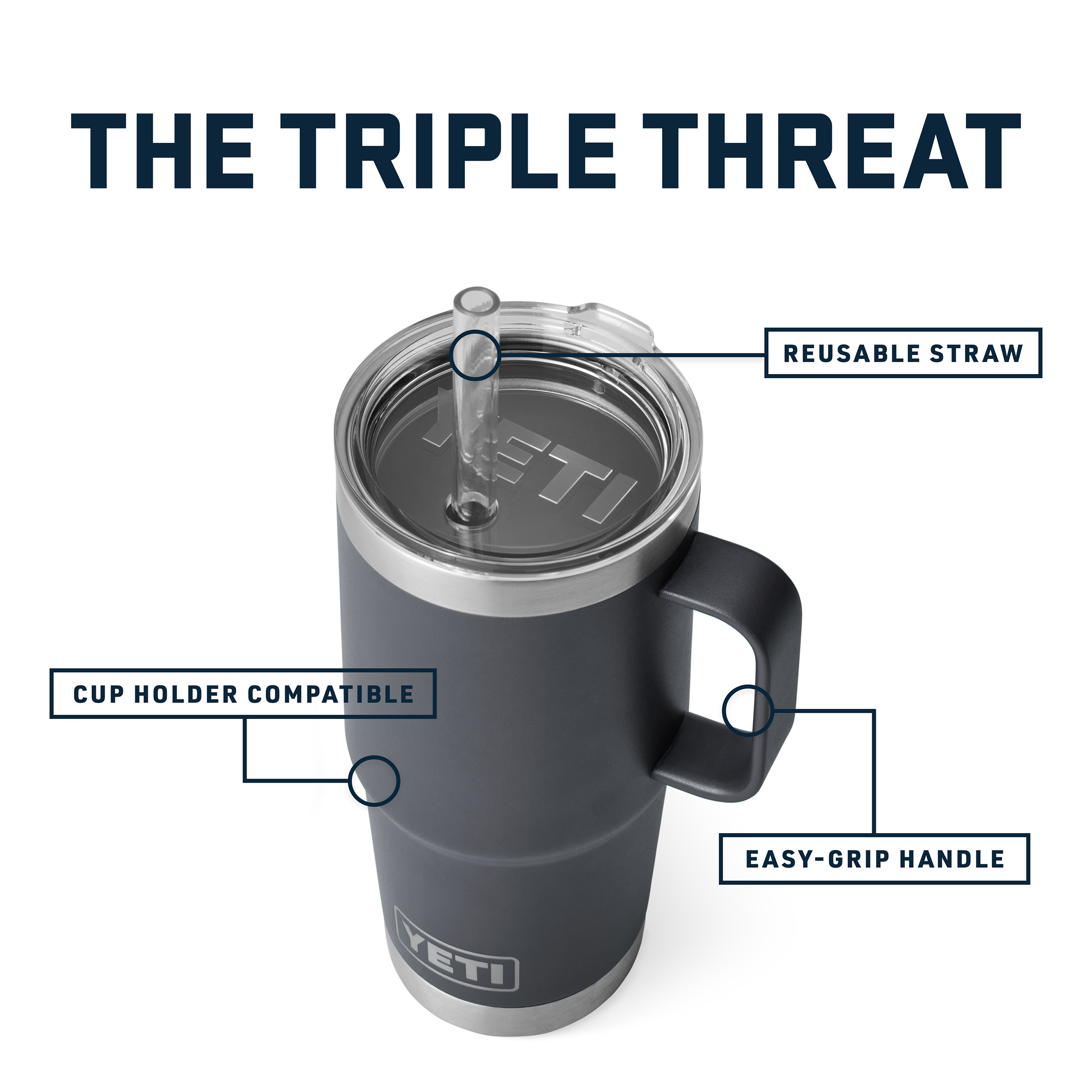 YETI Rambler 25 oz Straw Mug Black.