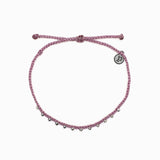 Pura Vida Silver Stitched Bead Anklet Lavender 