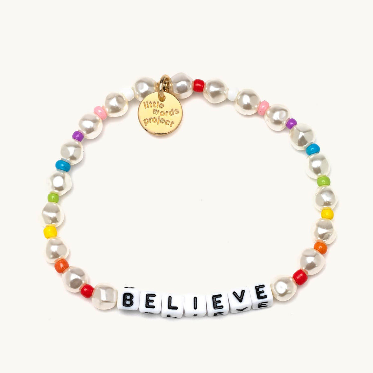 Pearl 'Believe' Beaded Bracelet - Little Words Project