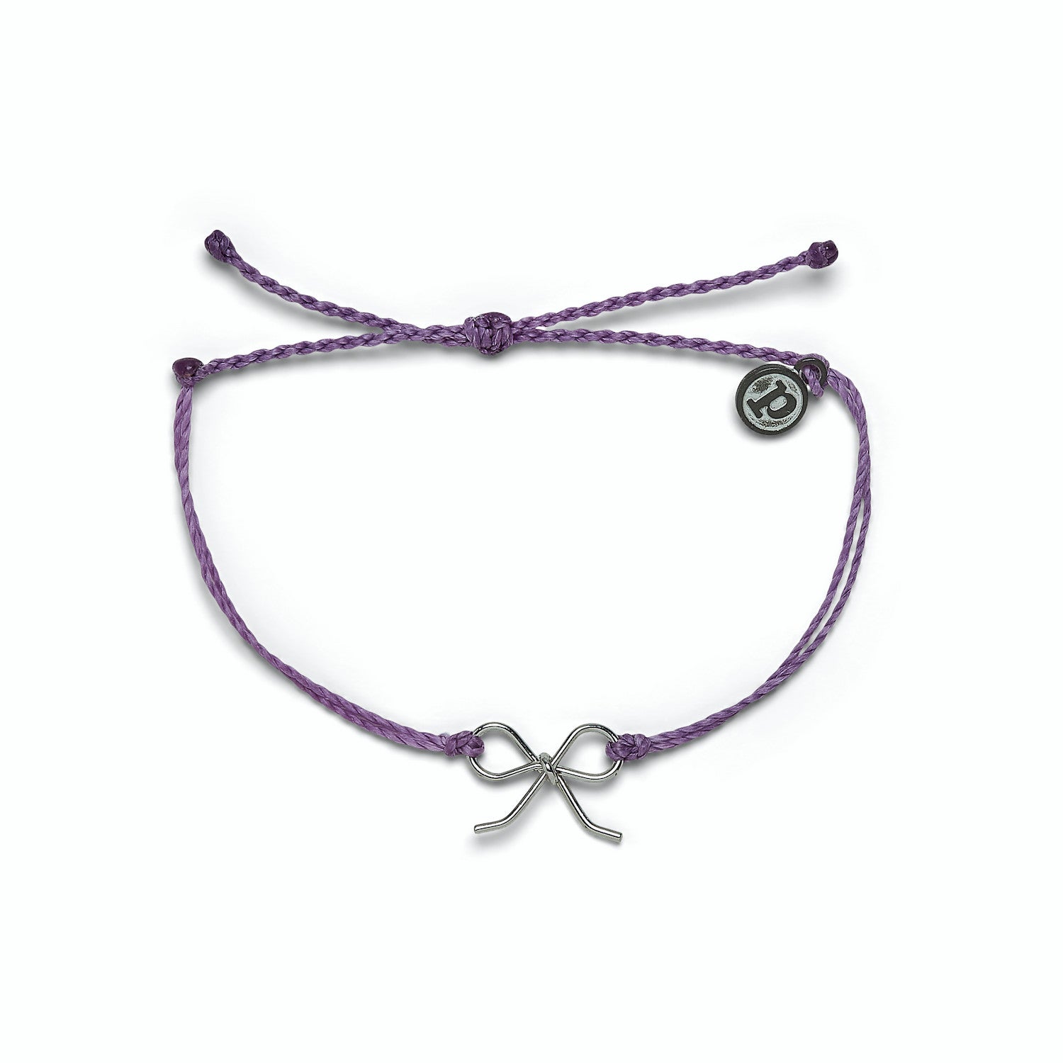Pura Vida Bow Charm Silver Purple Bracelet