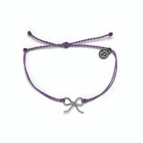 Pura Vida Bow Charm Silver Purple Bracelet