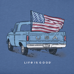 Life is Good Flag Truck Crusher Tee graphic