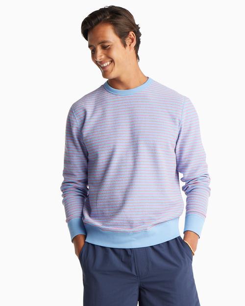 Forehead Striped Reversible Upper Deck Pullover Sweater Hurricane Blue 