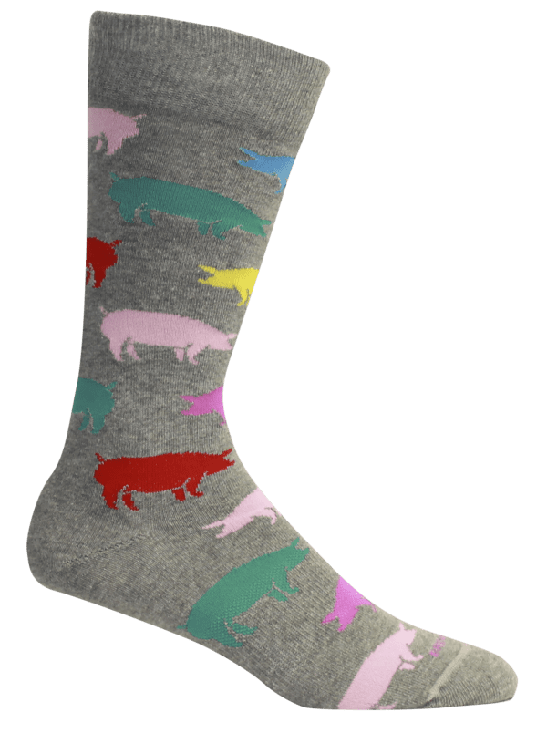 Grey Wilbur the pig crew socks 