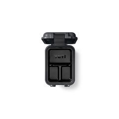 YETI LoadOut® GoBox 15 In Charcoal top down view with interior view.